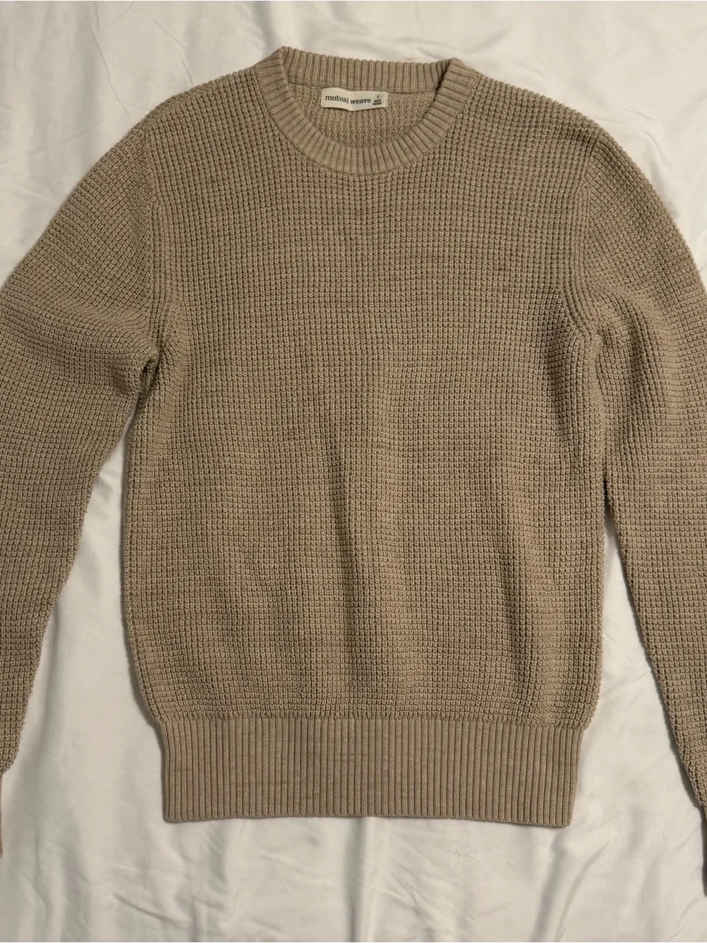 Men's Textured Crewneck Sweater in Taupe
